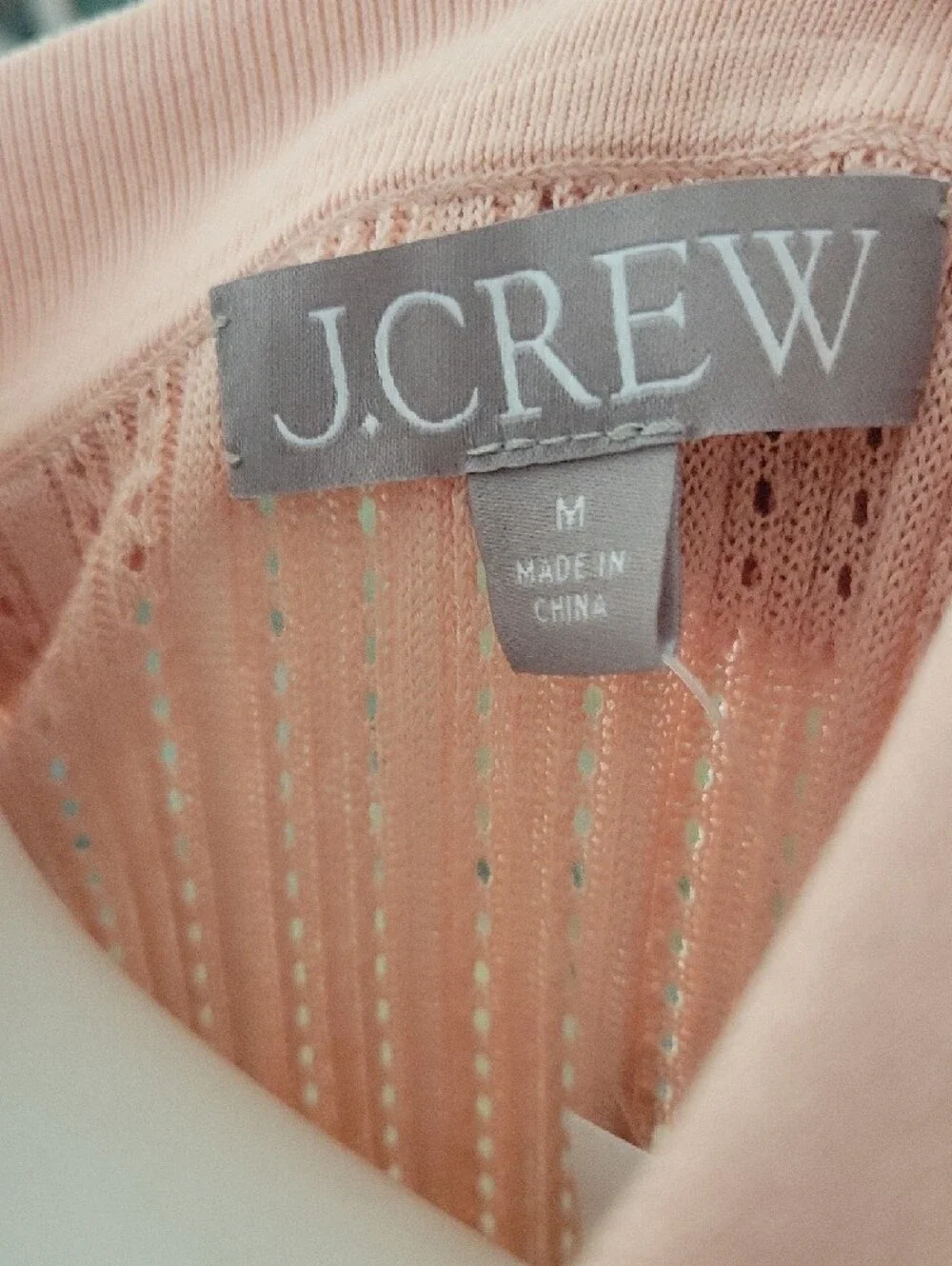 J. Crew Ribbed Tulle Trim Sweater Tee In Premium Ultra Fine Cotton In Peach Clay